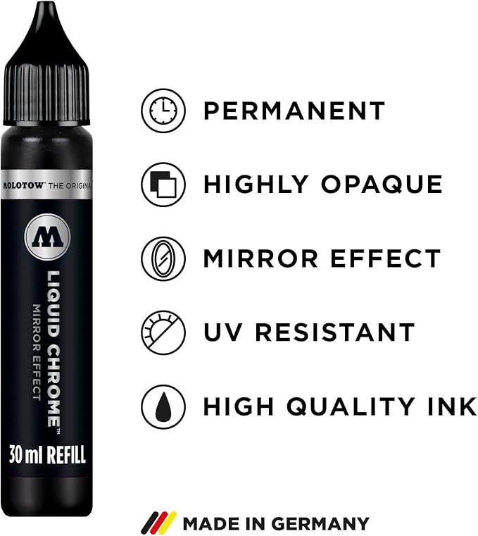 Molotow Liquid Chrome Alcohol-Based Refill, 30ml Bottle, 1 Each - Image 3