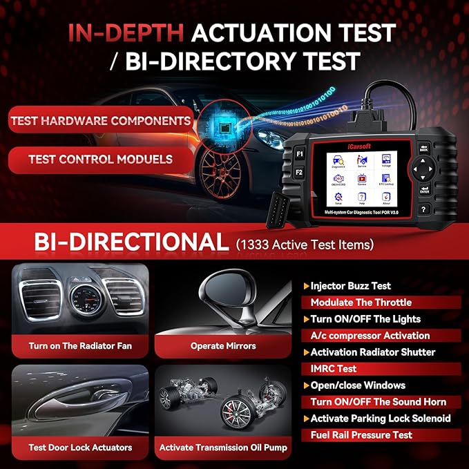 Bidirectional Diagnostic Tool for Porsche/Cayenne, iCarsoft POR V3.0 All System OBD2 Scanner, 26 Resets +12 Extra Services Battery Registration Code Reader for Porsche,Support CAN-FD, Free Update - Image 3